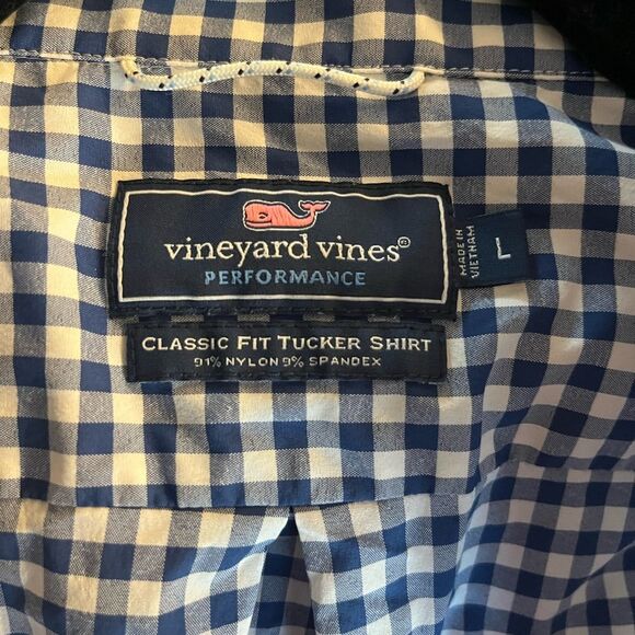 VINEYARD VINES Men's Classic Fit Tucker
Performance Shirt in Blue/White Size L - Picture 4 of 6